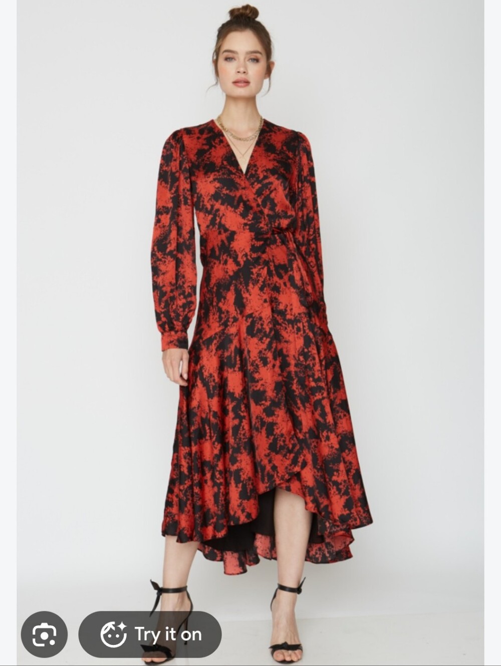 Anthropologie Caballero Abstract Floral Print Wrap Midi Dress - Size Medium